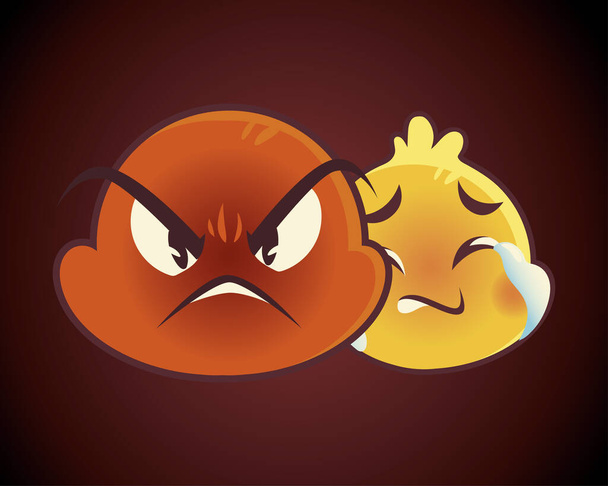 emoji visages expression drôle sourire heureux colère humeur triste - Vecteur, image