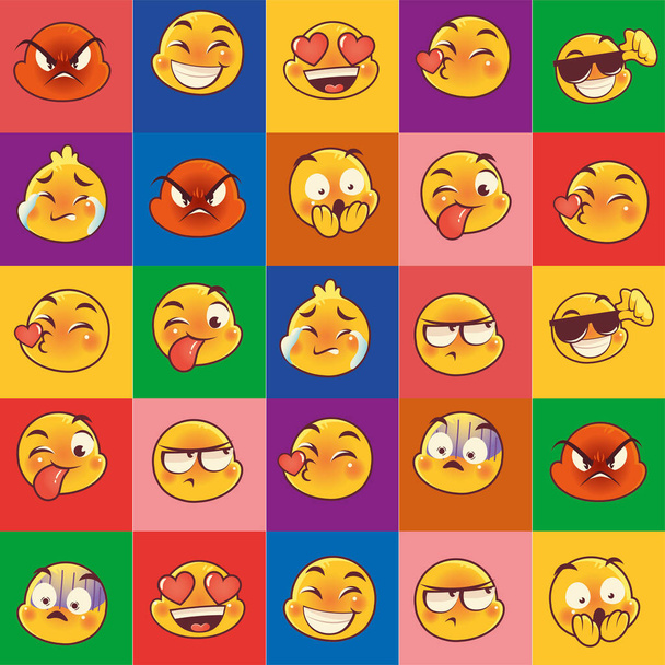 набір емодзі мультфільм обличчя соціальних медіа кольорові піктограми
 - Вектор, зображення