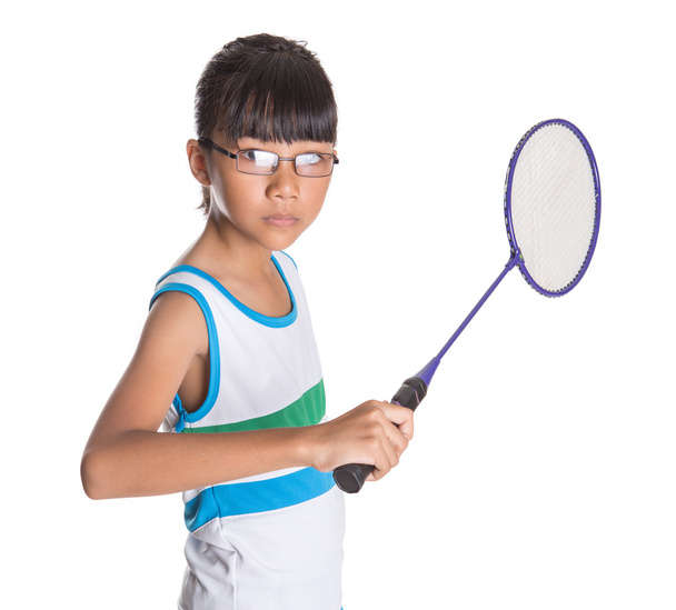 Young Girl Playing Badminton - Foto, Imagen
