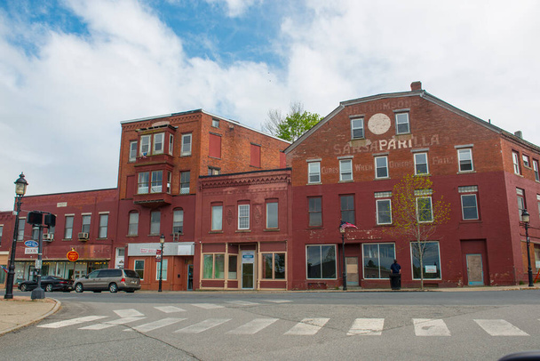 Historic Blocks at Main Street in downtown Calais, Maine, USA. Town of Calais is at the border between USA and Canada. - Photo, Image