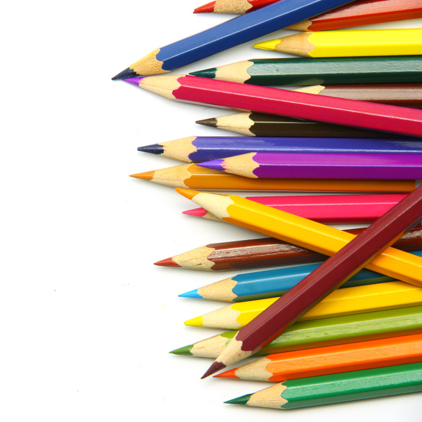 Lápis coloridos isolados sobre fundo branco - Foto, Imagem