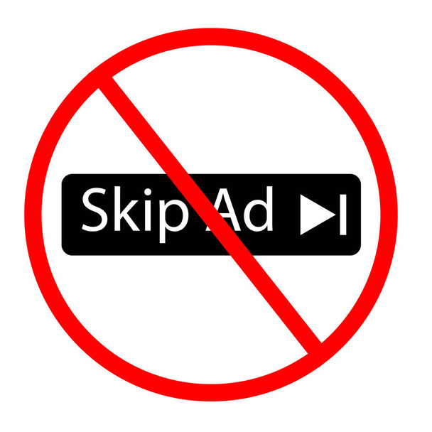please do not skip ad icon on white background. no skip sign. flat style. not skip ad symbol.  - Vector, Image