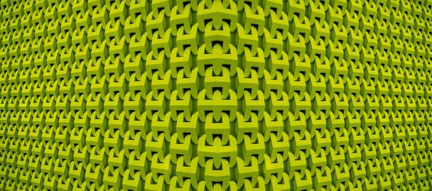 Diminishing Perspectief van een Symmetrie Architectonische lijnen en vormen in limoen groene kleur - Foto, afbeelding