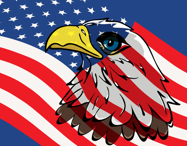 Eagle op usa vlag - Vector, afbeelding
