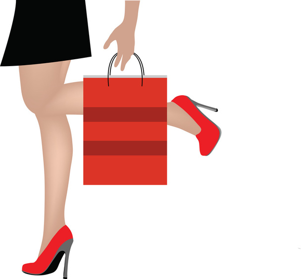 Woman legs with shopping bags - Διάνυσμα, εικόνα