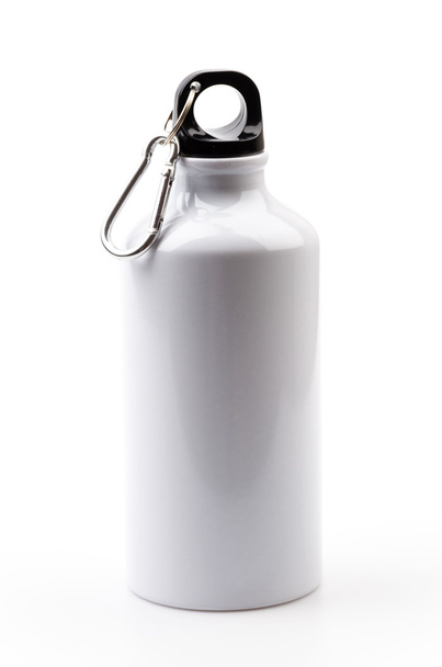 Edelstahlflasche Wasser isoliert weißen Hintergrund - Foto, Bild