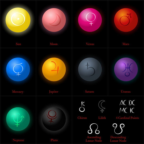 Astrologie Planeten bollen - Vector, afbeelding