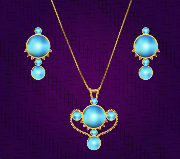 Дизайнерское ожерелье и серьги - Вектор,изображение