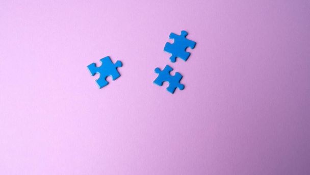 unassembled blue puzzles. general background - Photo, Image