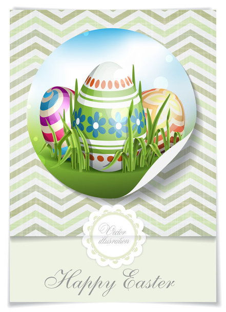 Easter Background With Eggs In Grass. - Vector, imagen