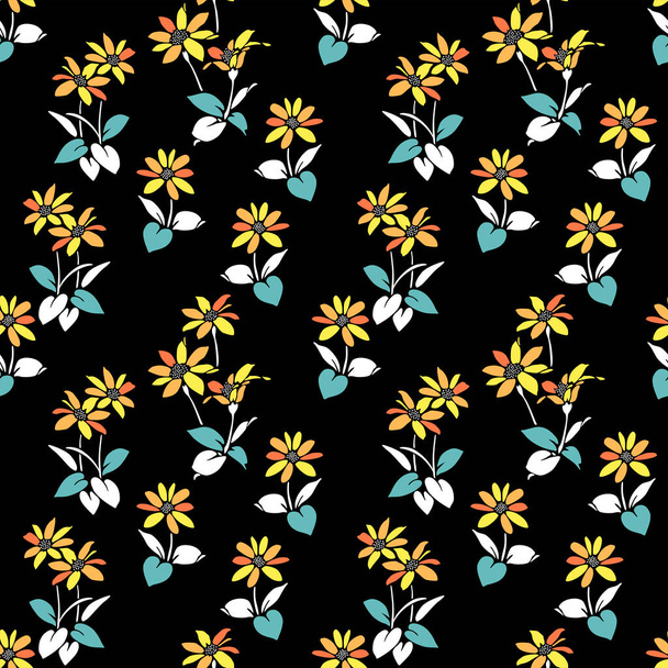 Patrón inconsútil de vectores de flores salvajes coloridas japonesas - Vector, Imagen