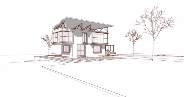house architectural sketch 3d illustration - Footage, Video
