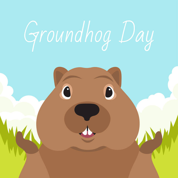 Groundhog day. The muzzle of the groundhog informs the weather. - Vector, Image