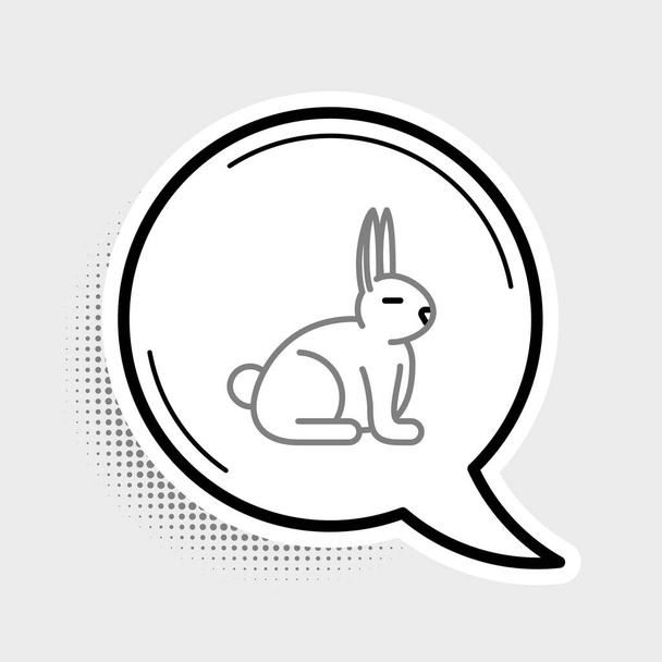 Иконка Line Rabbit выделена на сером фоне. Красочная концепция контура. Вектор. - Вектор,изображение
