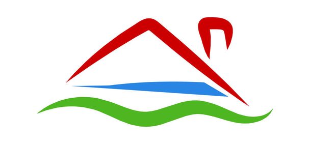 Abstrakte Immobilien Logo Vektor, Doodle-Vektor isoliert in weißem Hintergrund - Vektor, Bild