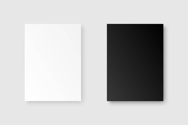 Valkoinen musta paperiarkki. Mockup paperi arkki A4. Vektoriesimerkki - Vektori, kuva