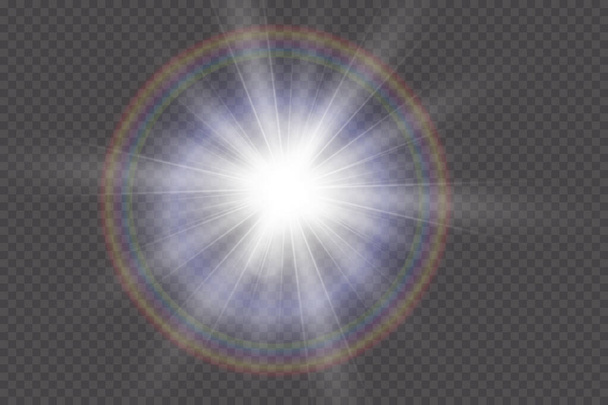 Vecteur transparent lumière du soleil lentille spéciale effet de lumière torche. - Vecteur, image