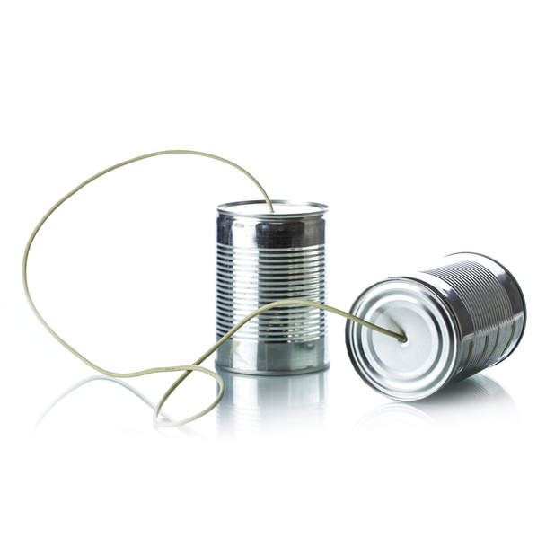 Tin cans telefoon - Foto, afbeelding