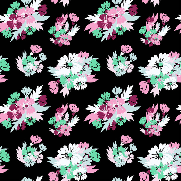 Elegant seamless pattern with decorative flowers, design elements. Floral  pattern for invitations, cards, print, gift wrap, manufacturing, textile, fabric, wallpapers - Vector, Image