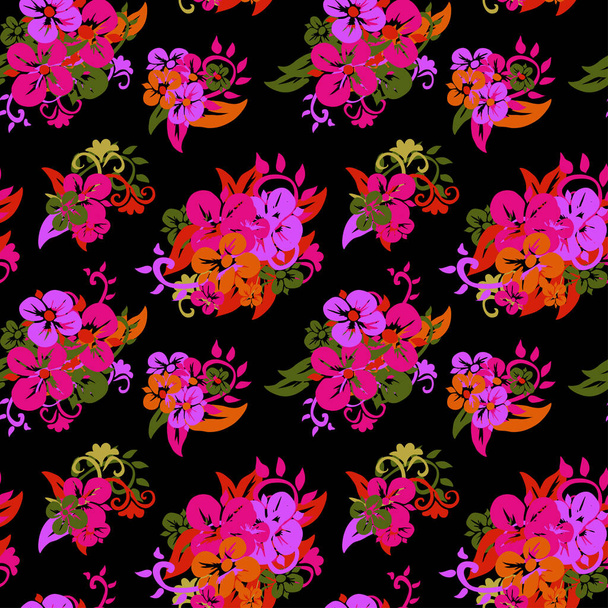 Elegant seamless pattern with decorative flowers, design elements. Floral  pattern for invitations, cards, print, gift wrap, manufacturing, textile, fabric, wallpapers - Vector, afbeelding