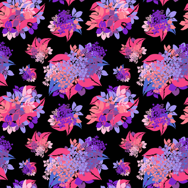 Elegant seamless pattern with lilac flowers, design elements. Floral  pattern for invitations, cards, print, gift wrap, manufacturing, textile, fabric, wallpapers - Vektor, kép