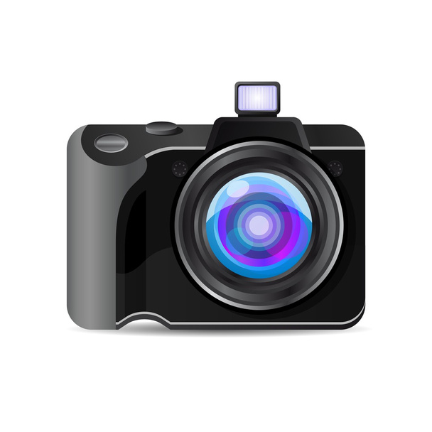 Black camera icon - Wektor, obraz