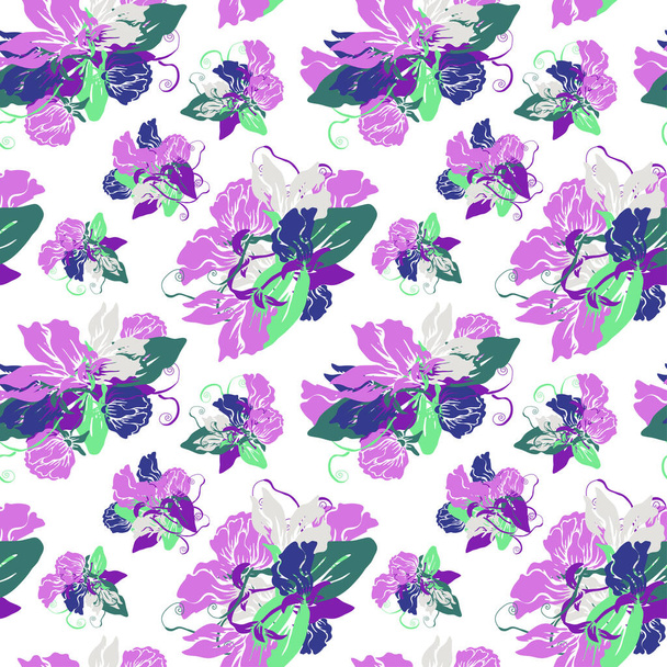 Elegant seamless pattern with sweet pea flowers, design elements. Floral  pattern for invitations, cards, print, gift wrap, manufacturing, textile, fabric, wallpapers - Vektor, kép
