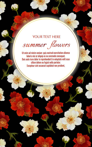 Template for greeting cards, wedding decorations, invitation,sales. Vector banner with Luxurious summer flowers. Spring or summer design. - Вектор, зображення