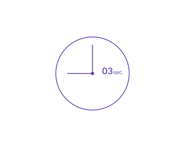 Die 3 Sekunden, Timer 3 sec Symbol, Stoppuhr-Vektor-Symbol. Uhr, Timer, Countdown-Symbol - Vektor, Bild