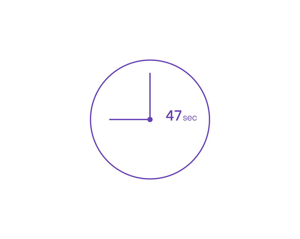 Os 47 segundos, Timer 47 sec ícone, ícone do vetor cronômetro. Relógio e relógio, temporizador, símbolo de contagem regressiva - Vetor, Imagem