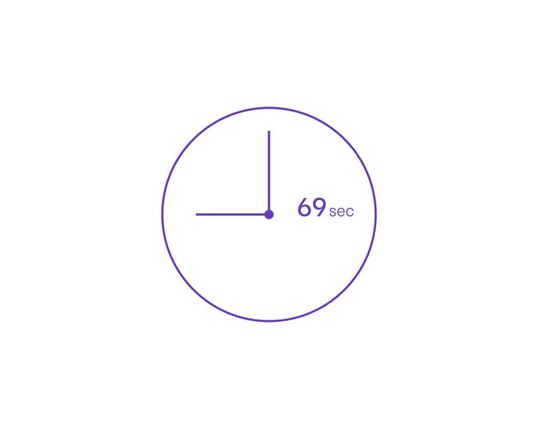 69 saniye, Zamanlayıcı 69 saniye simgesi, kronometre vektör simgesi. Saat ve saat, saat, geri sayım sembolü - Vektör, Görsel