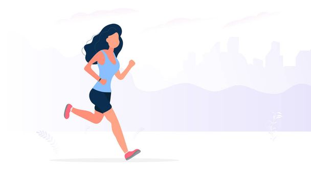 Kobieta biegnąca po drodze. ilustracja wektora - Wektor, obraz