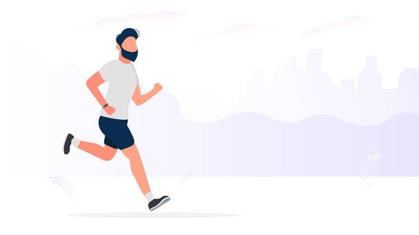 man running on the road. vector illustration - Vector, Image