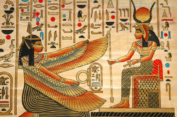 Papyrus with elements of egyptian ancient history - Photo, Image