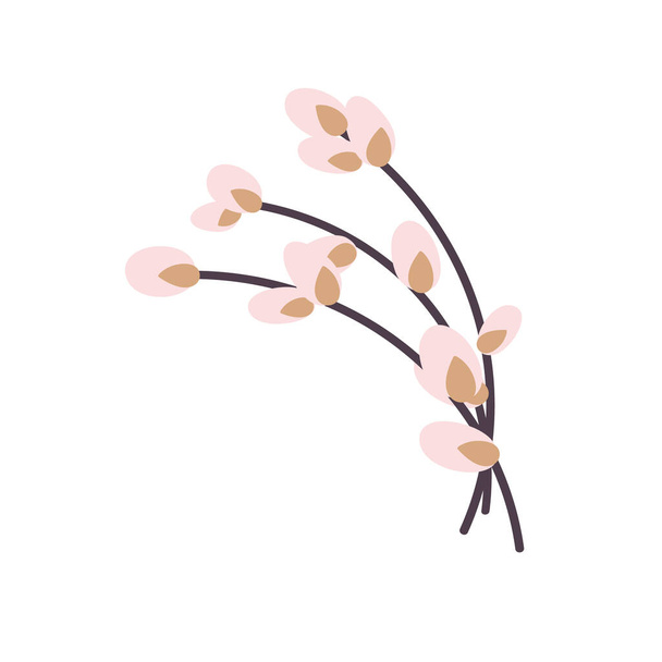  Willow twig isolated on a white background. Easter willow.Flat vector illustration. Design for Easter, packaging - Vettoriali, immagini