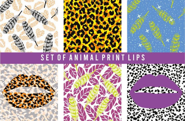動物のプリントパターンのセット - ベクター画像