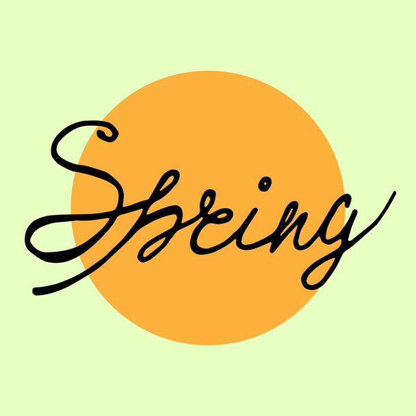 Lettering Spring oranssi kirkas tausta. Täydellinen teemalla kevään sisustus ja koristelu. - Valokuva, kuva