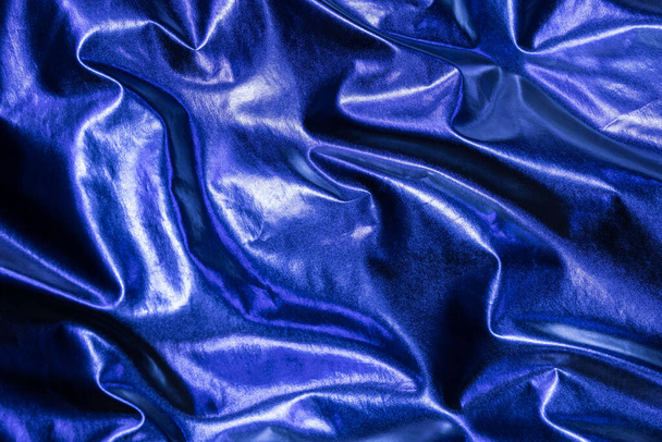 blue silk fabric background - Φωτογραφία, εικόνα