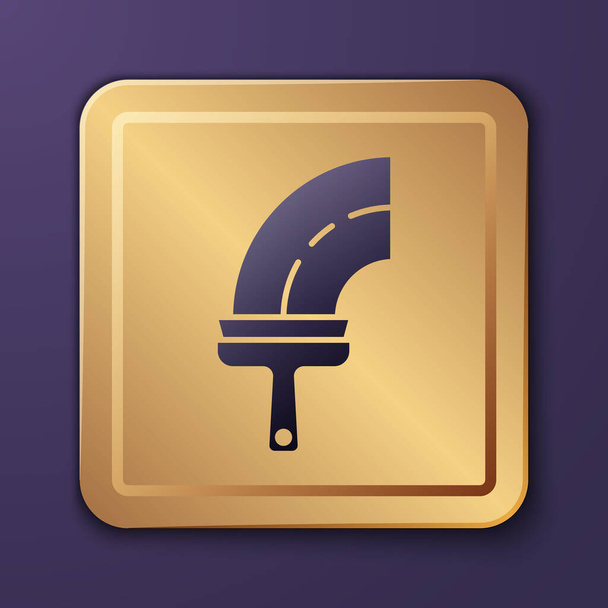 Purple Cleaning service with of rubber cleaner for windows icon isolated on purple background. Squeegee, scraper, wiper. Gold square button. Vector. - Vector, Image