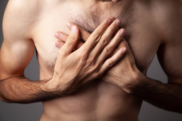Man having chest pain, heart attack - Foto, Imagem