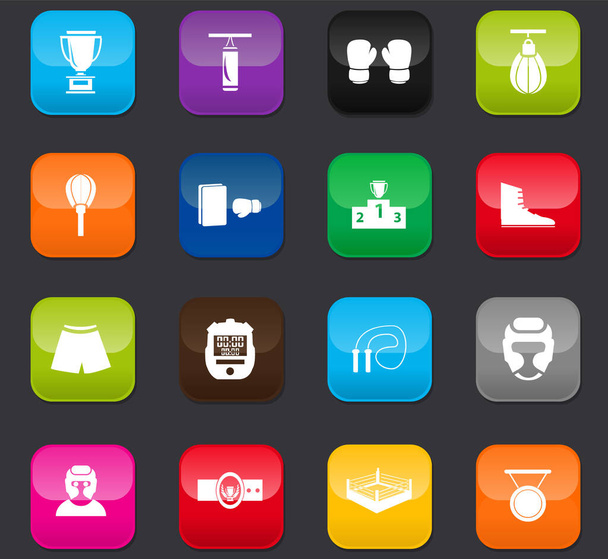 Boxing symbol for web icons. Colored buttons on a dark background - Vektor, kép