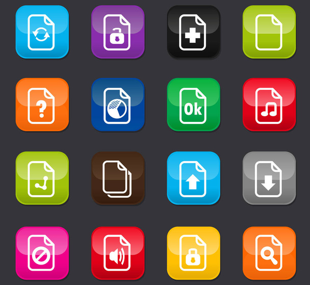 Documents vector icons for user interface design. Colored buttons on a dark background - Vecteur, image