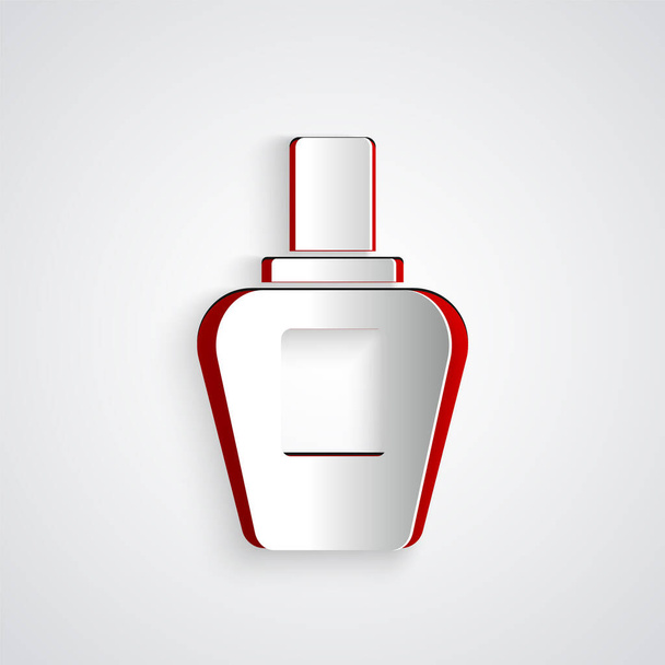 Paper cut Perfume icon isolated on grey background. Paper art style. Vector. - Vector, Image