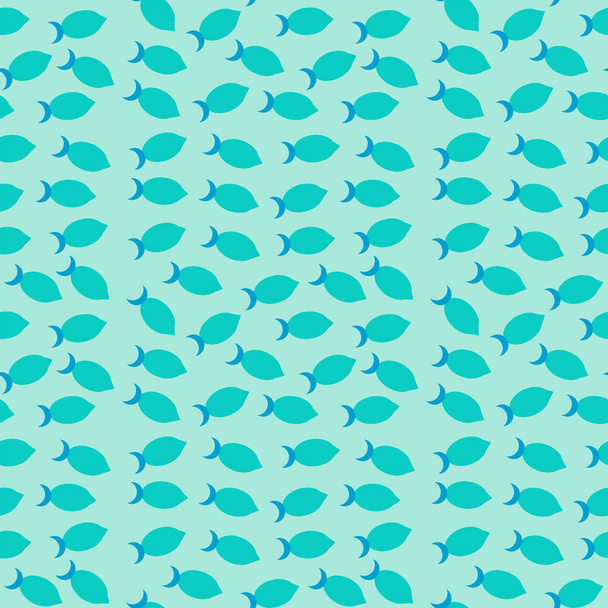 Blue fishes seamless pattern. Marine decoration for children. Summer vector illustration - Vector, imagen