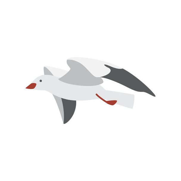 Free hovering in sky flying sea gull a vector isolated illustration - Διάνυσμα, εικόνα
