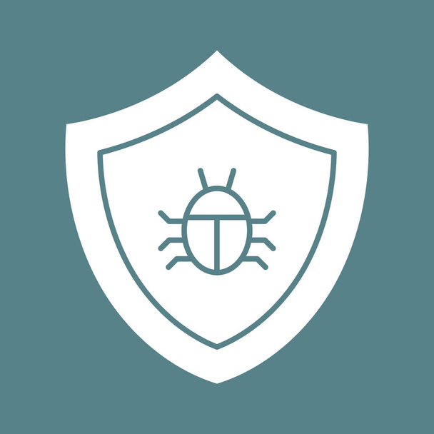 Antivirus, ochrana, vektorový obraz ikony štítu. Lze také použít pro kybernetickou bezpečnost. Vhodné pro použití na webových aplikacích, mobilních aplikacích a tiskových médiích. - Vektor, obrázek