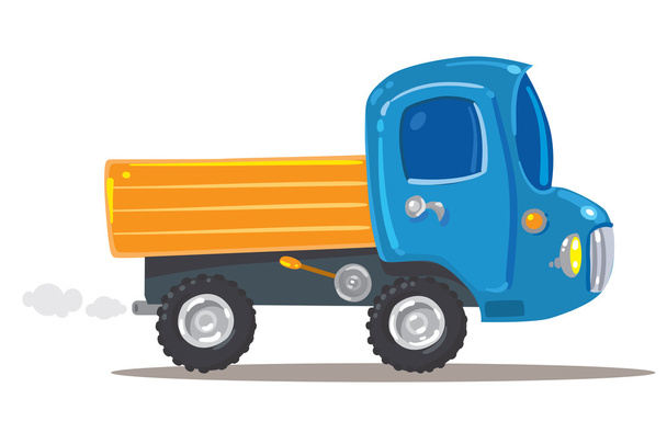 Divertido naranja con camión azul
 - Vector, Imagen