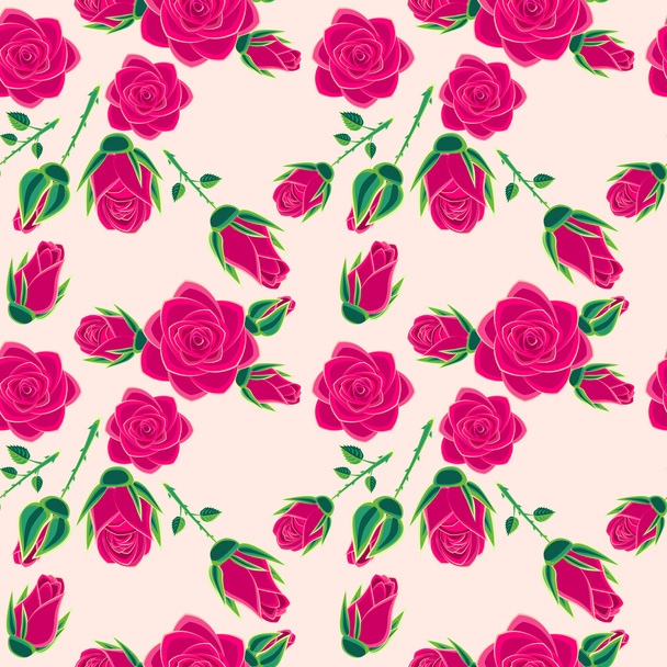 Rose seamless pattern. no transparency, no gradient - Vector, Image