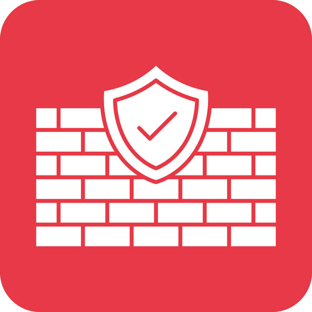 Firewall, escudo, imagen vectorial icono de pared. También se puede utilizar para la seguridad cibernética. Adecuado para uso en aplicaciones web, aplicaciones móviles y medios impresos. - Vector, Imagen