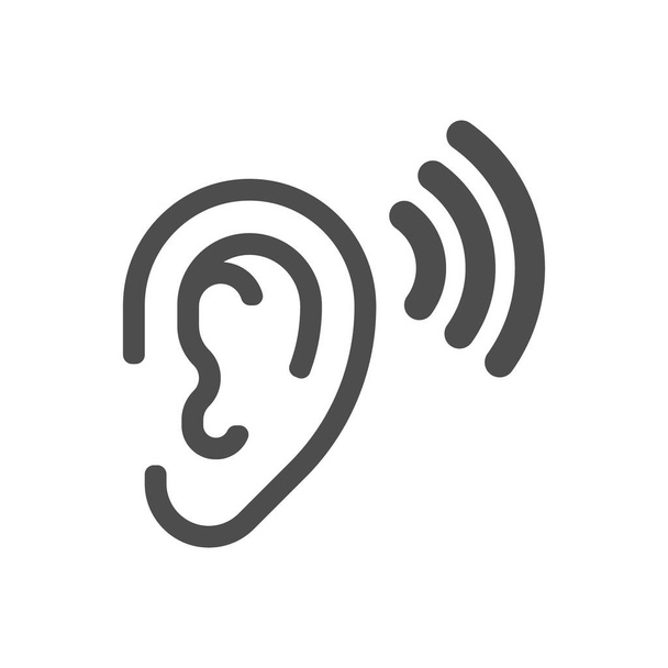 Oreille écoute ouïe ondes sonores icône - Vecteur, image